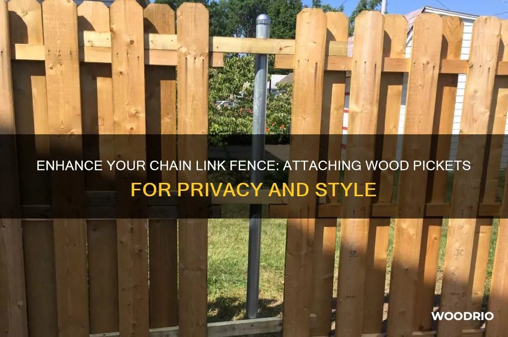 how to attach wood pickets to a chain link fence