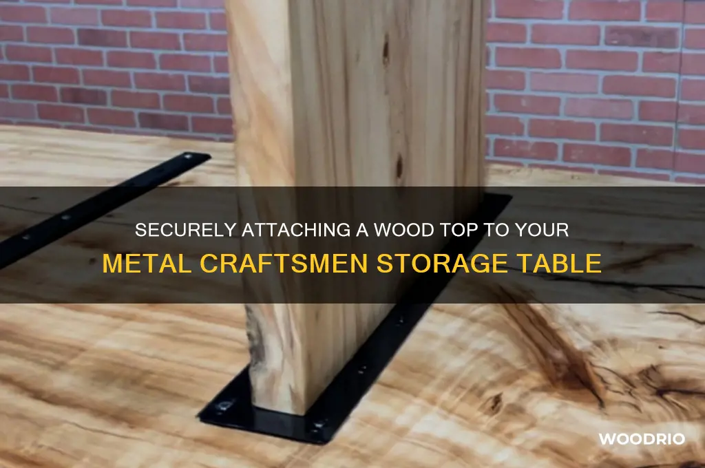 how to attach wood top to metal craftsmen storage table