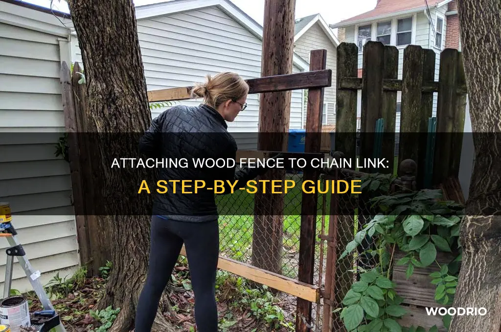 how to attack wood fence to existing chain link fence