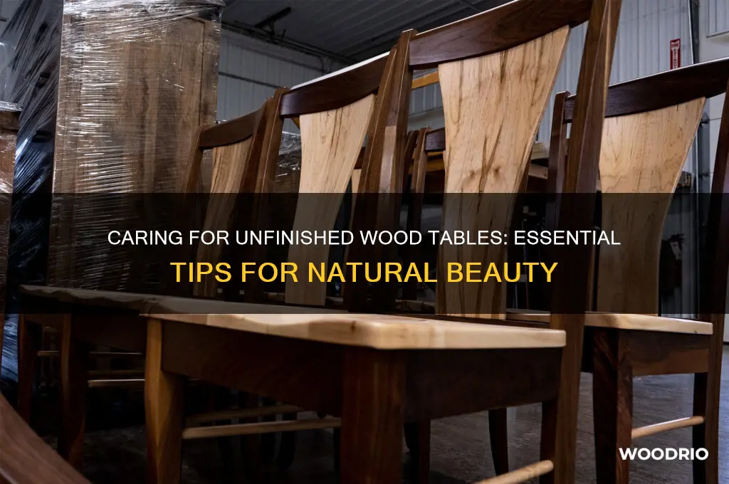 how to care for unfinished wood table