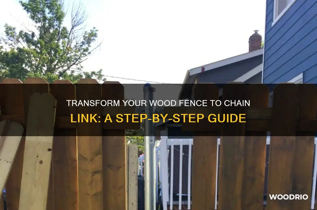 how to change a wood fence to chain link fence