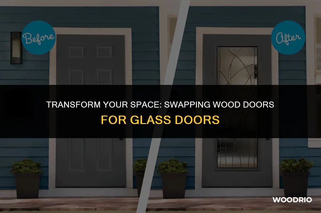 how to change the wood door to glass door