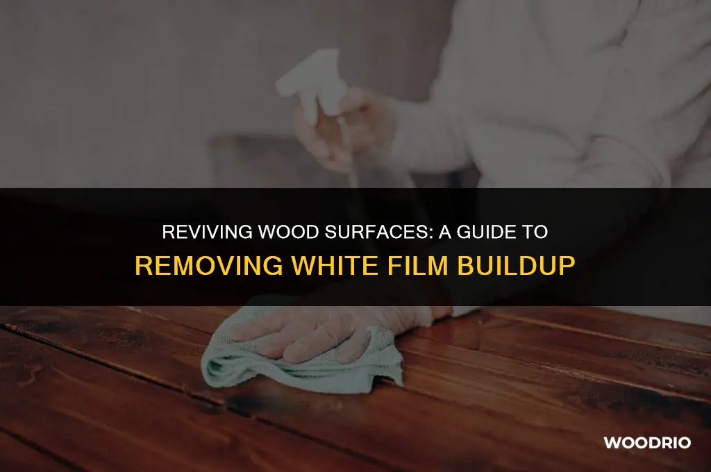 how to clean a white film off of wood