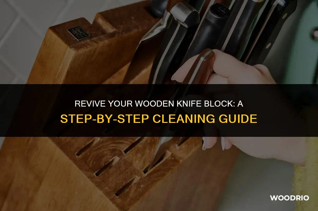 how to clean a wooden knife block