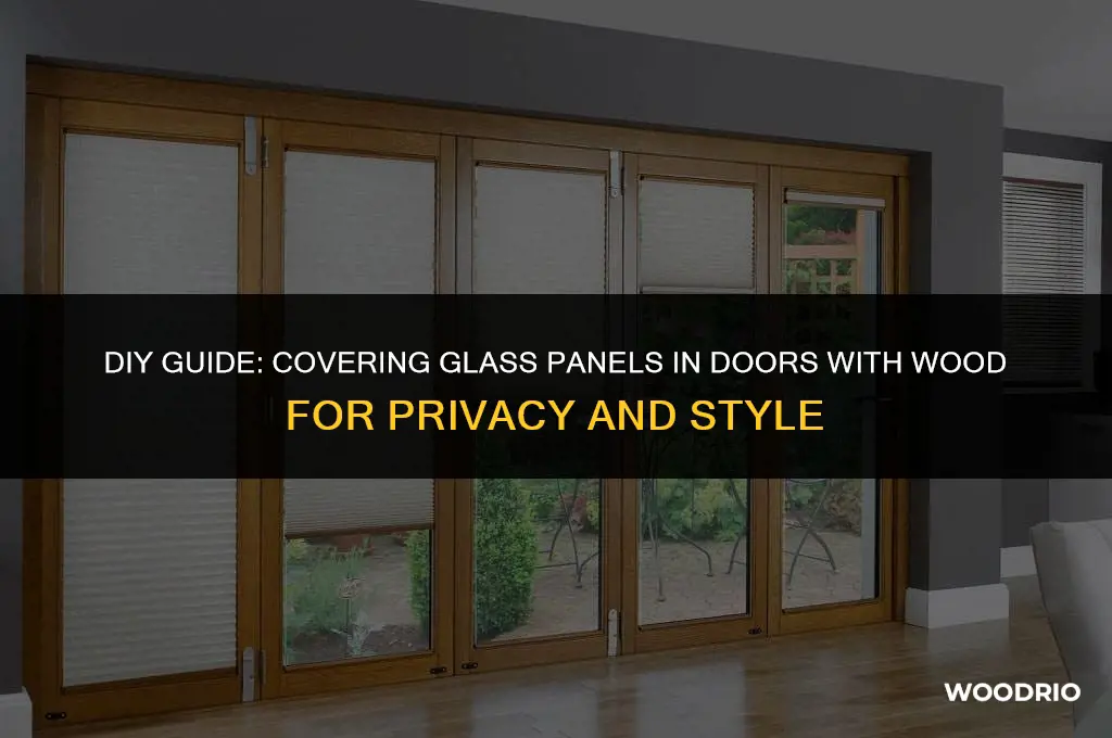 how to cover glass panels in door with wood