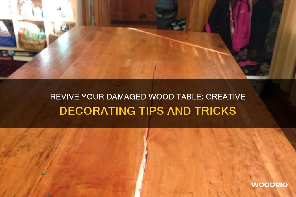 how to decorate damaged wood table