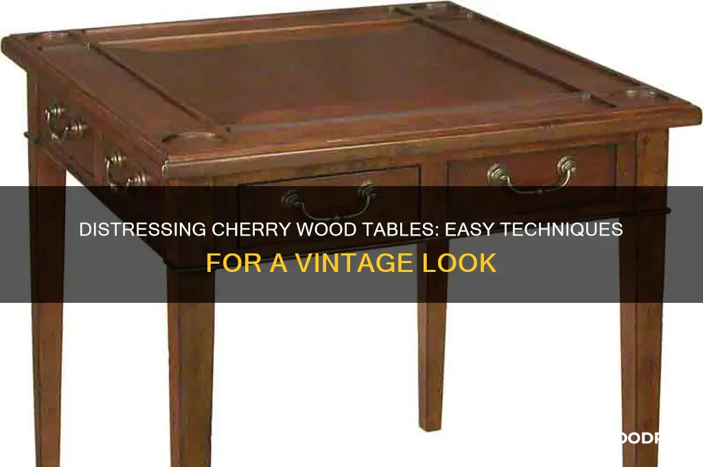 how to distress a cherry wood table