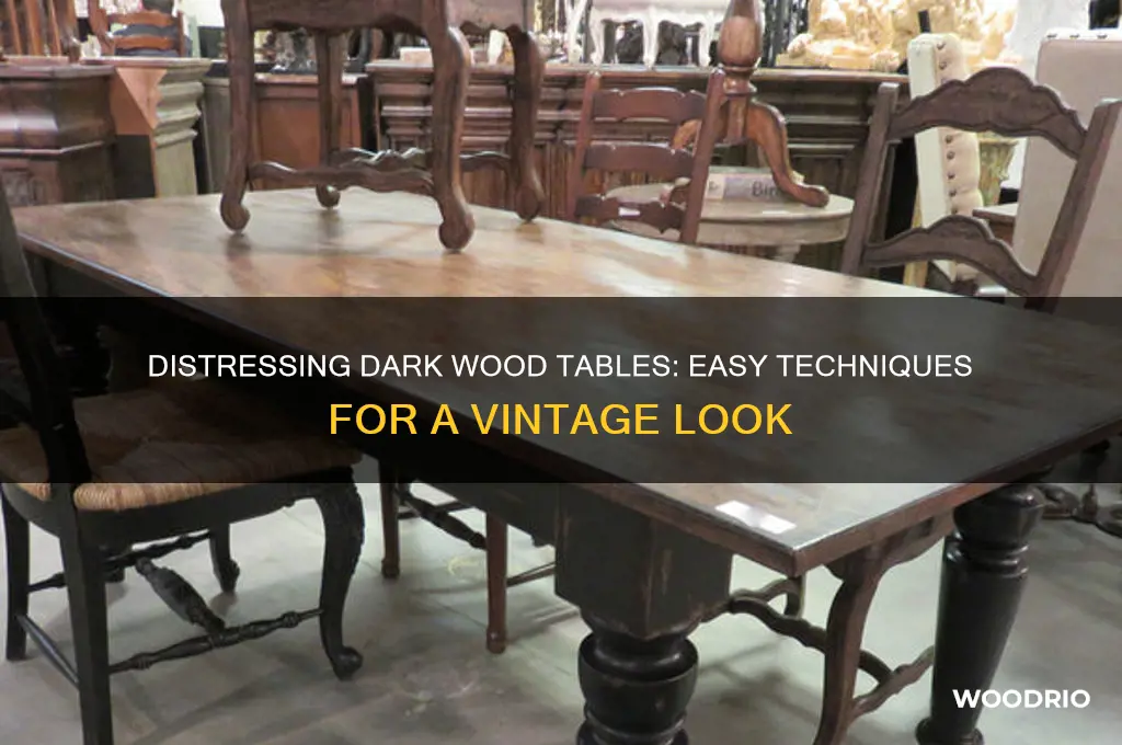 how to distress a dark wood table