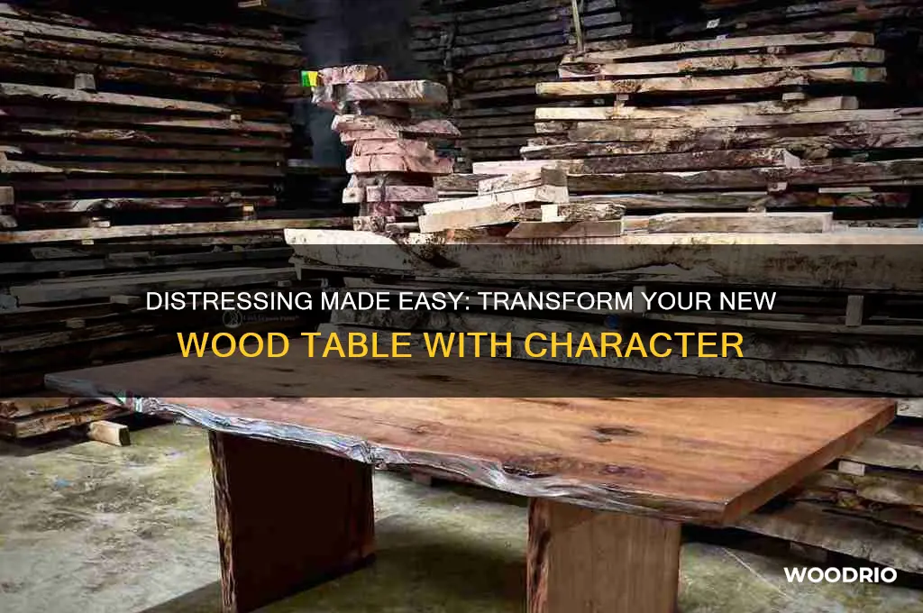 how to distress a new wood table