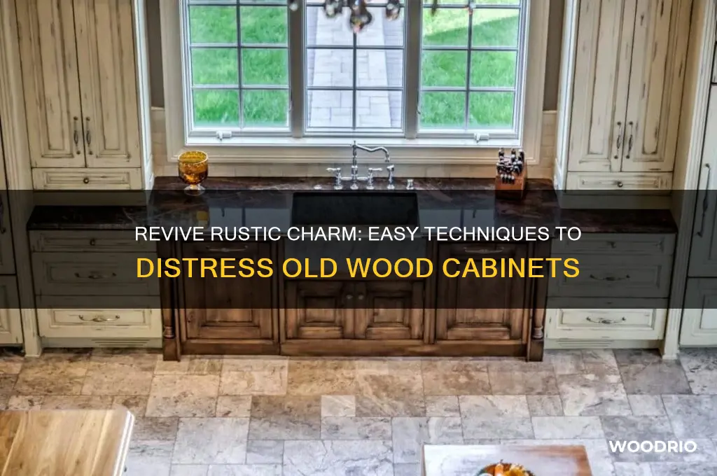 how to distress old wood cabinets