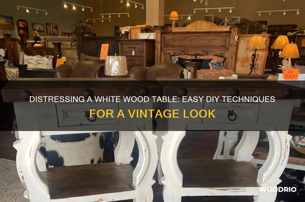 how to distressed white wood table