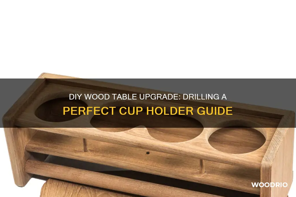 how to drill a cup holder in a wood table