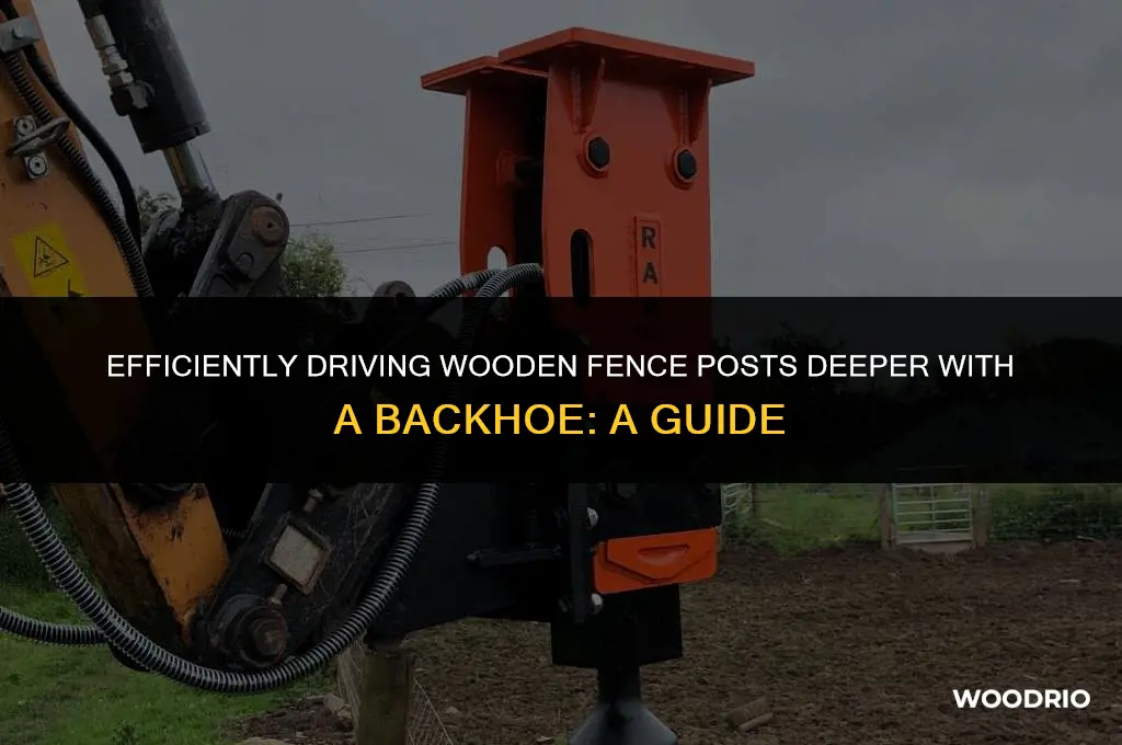 how to drive wooden fence post deeper with backhoe