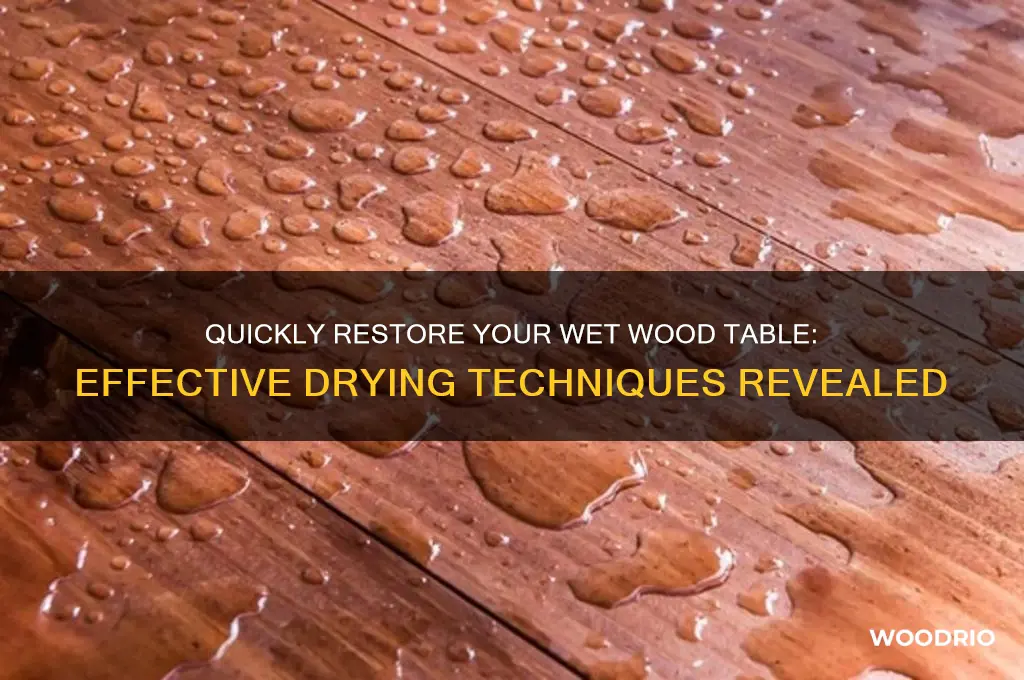 how to dry wet wood table