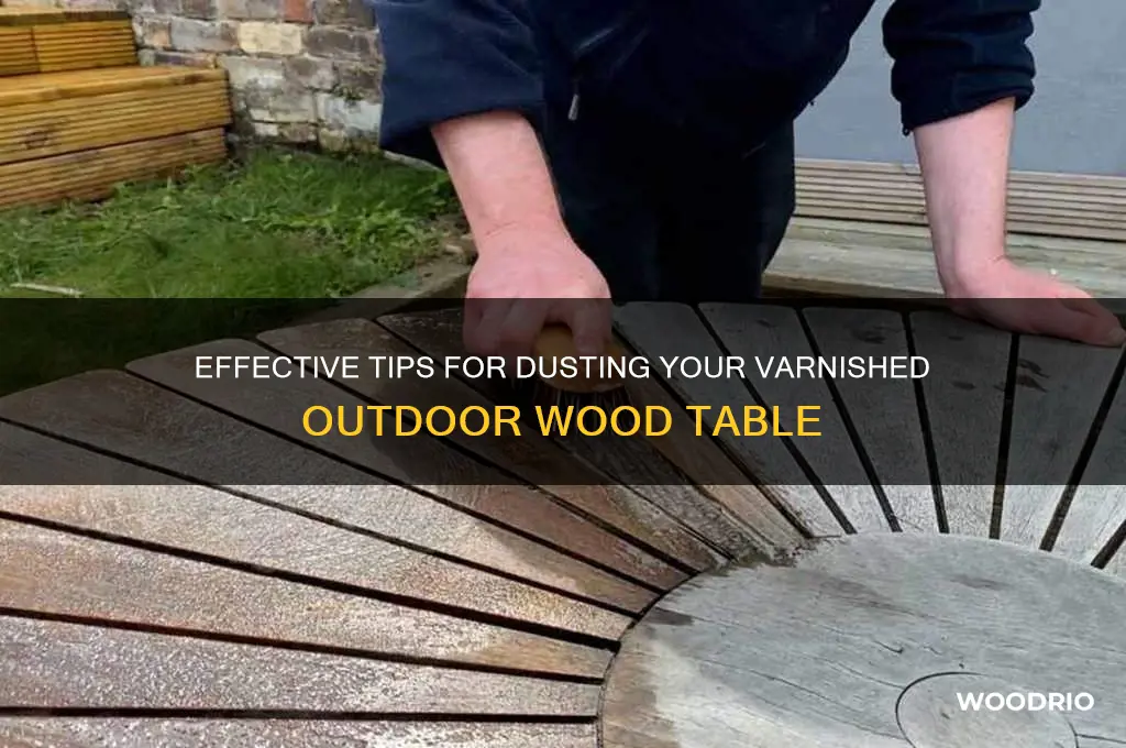 how to dust an outside wood table varnished