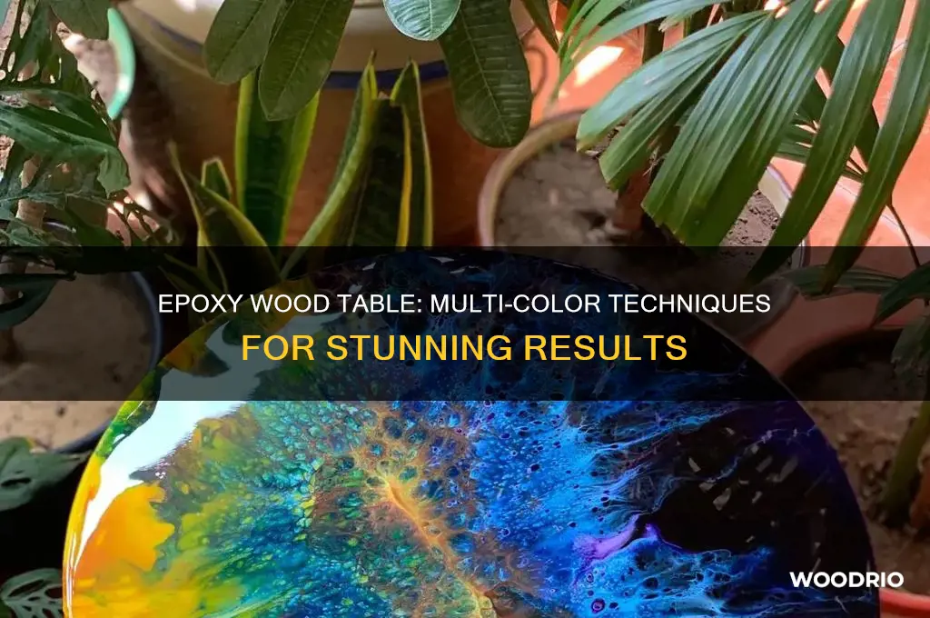 how to epoxy a wood table with multiple colors