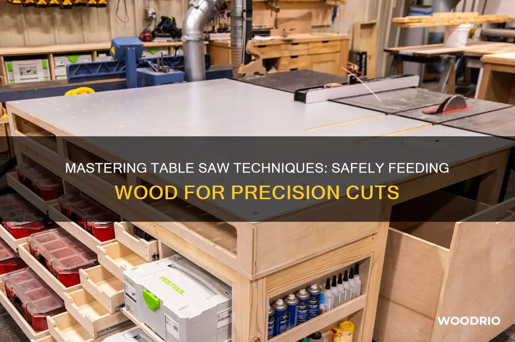 how to feed wood into table saw