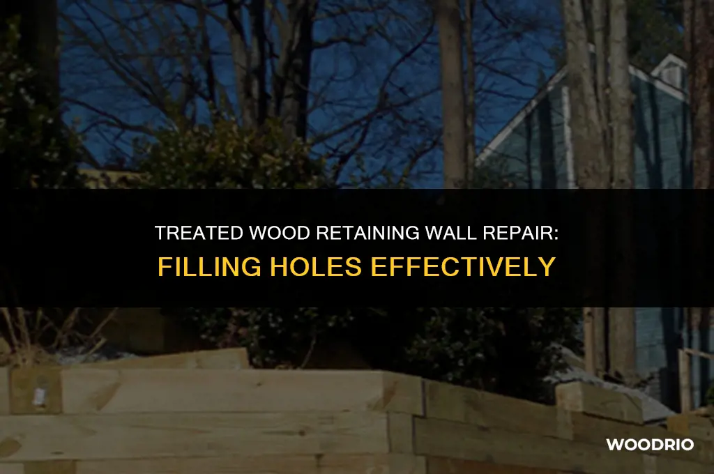 how to fill holes in a treated wood retaining wall