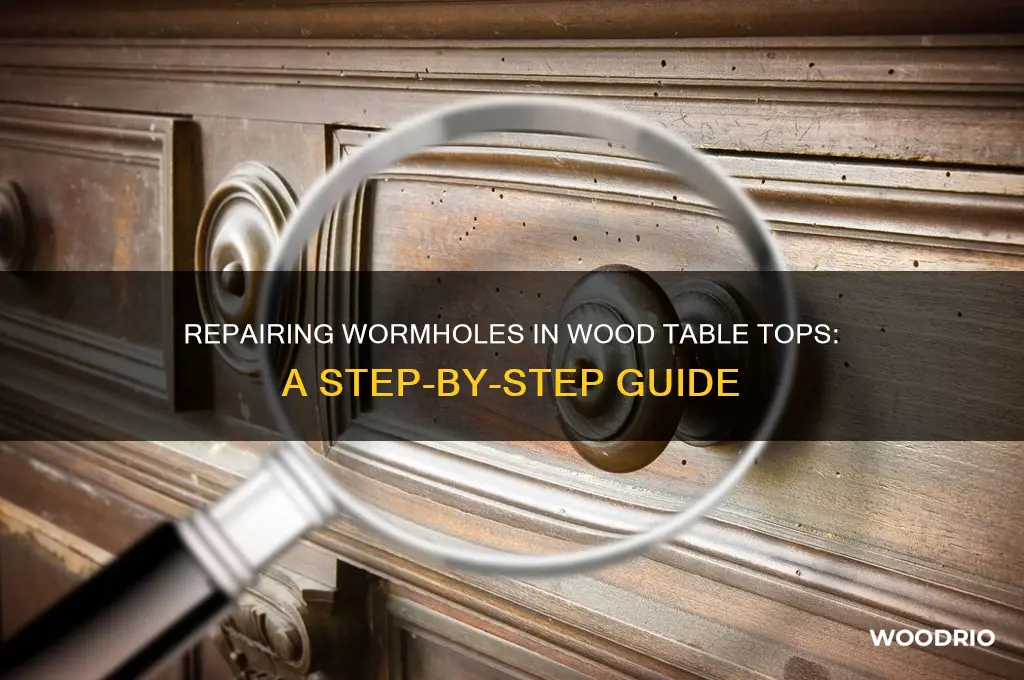 how to fill wormholes in wood table top