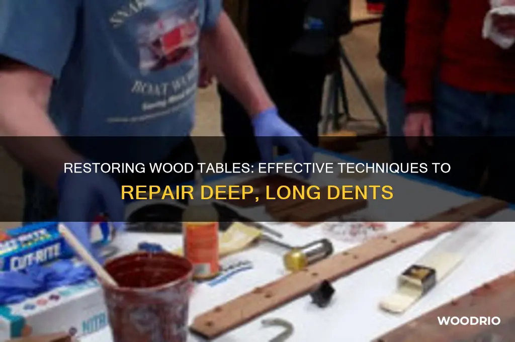 how to fix deep long dents in wood table