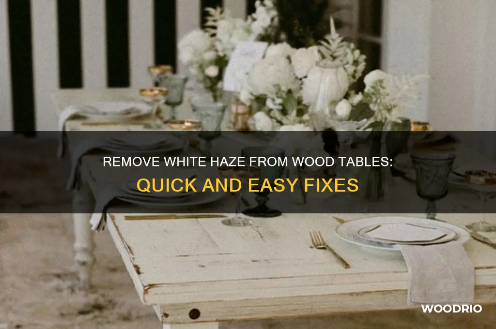 how to fix white haze on wood table