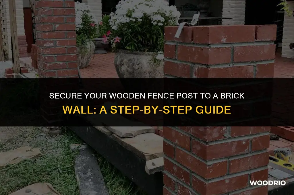 how to fix wooden fence post to brick wall