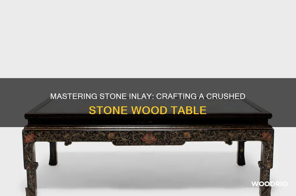 how to inlay crushed stone in wood table