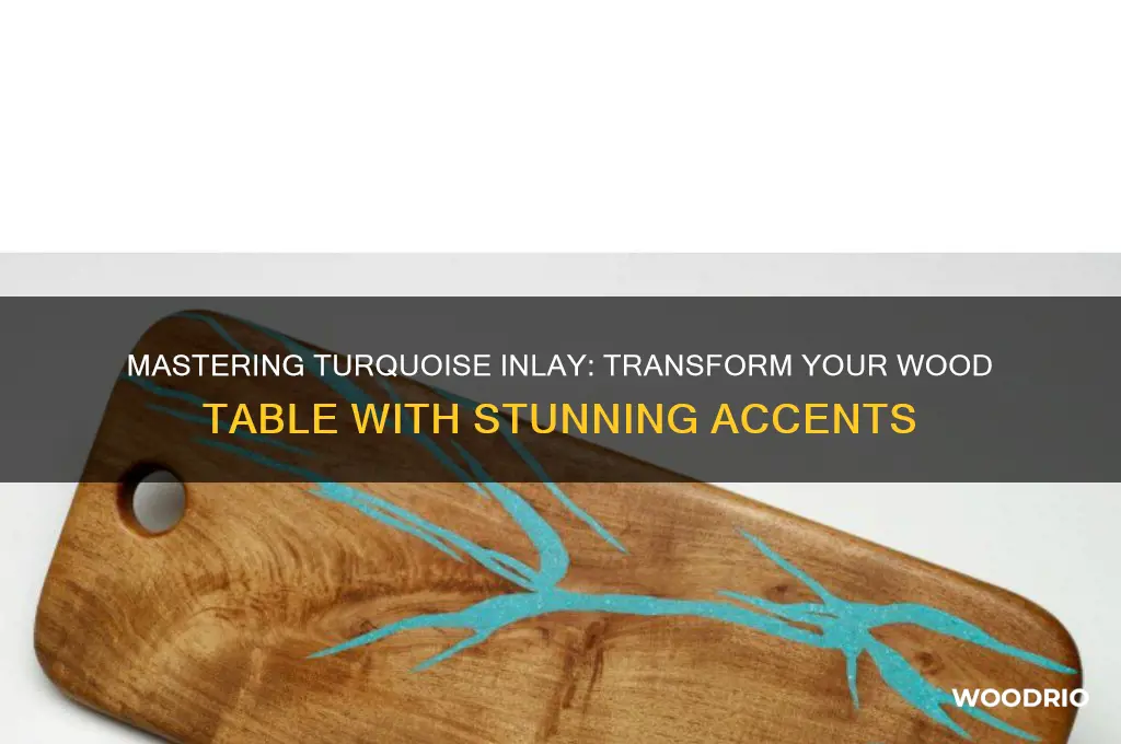 how to inlay turquoise in wood table