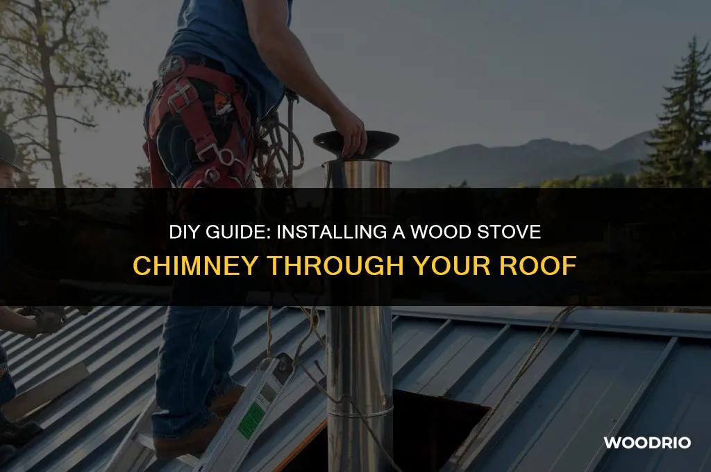 how to install a wood stove chimney through the roof