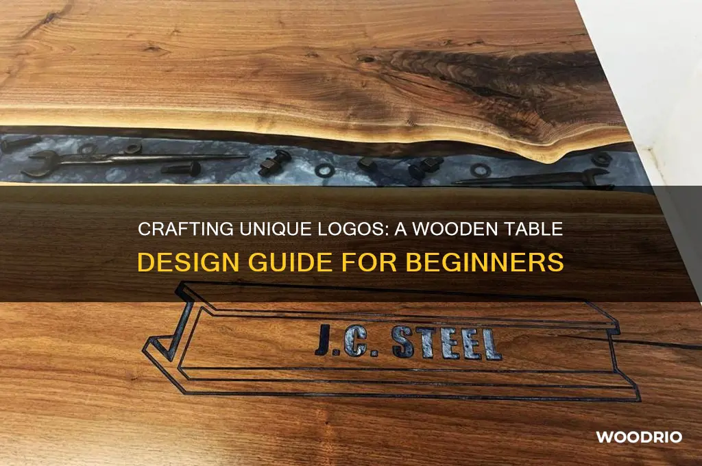 how to logo design on a wooden table