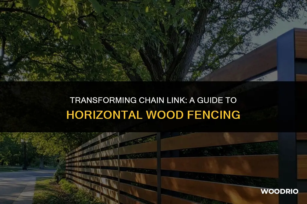 how to make a chain link fence into horizontal wood