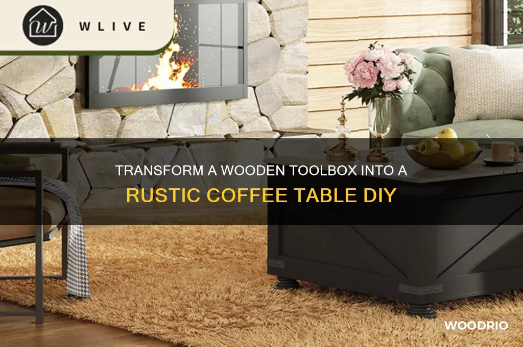 how to make a coffee table from wooden toolbox