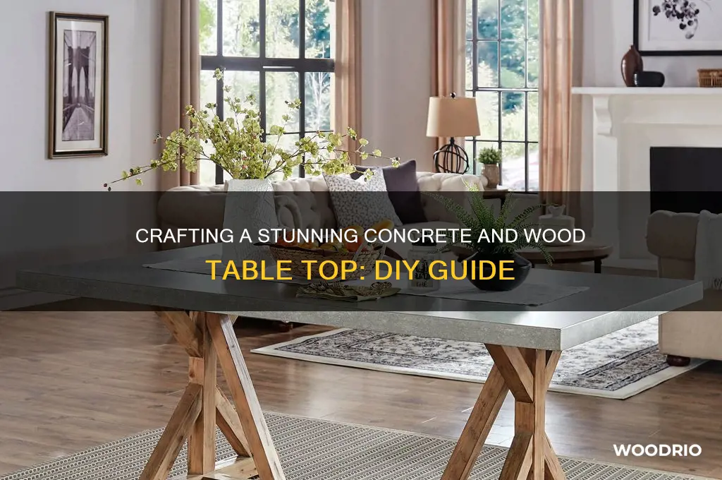 how to make a concrete and wood table top