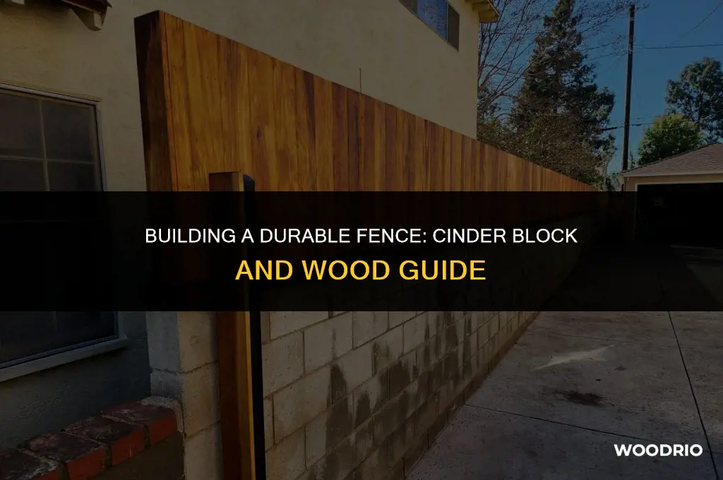 how to make a fence with cinder block and wood