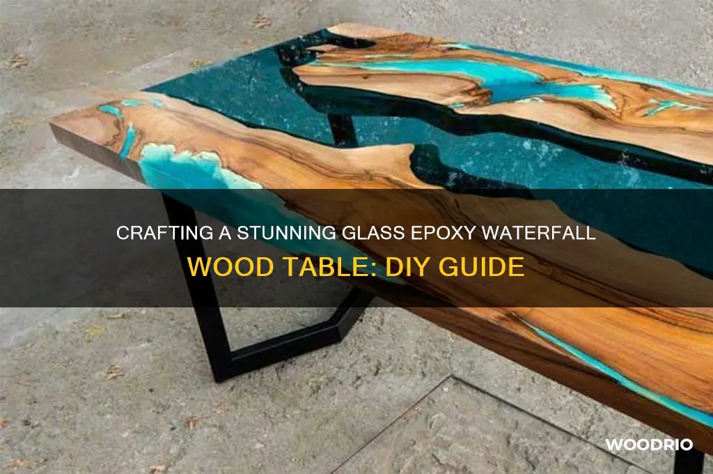 how to make a wood table with glass epoxy waterfall