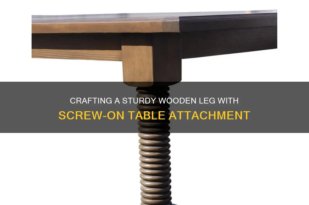 how to make a wooden leg with screw on table