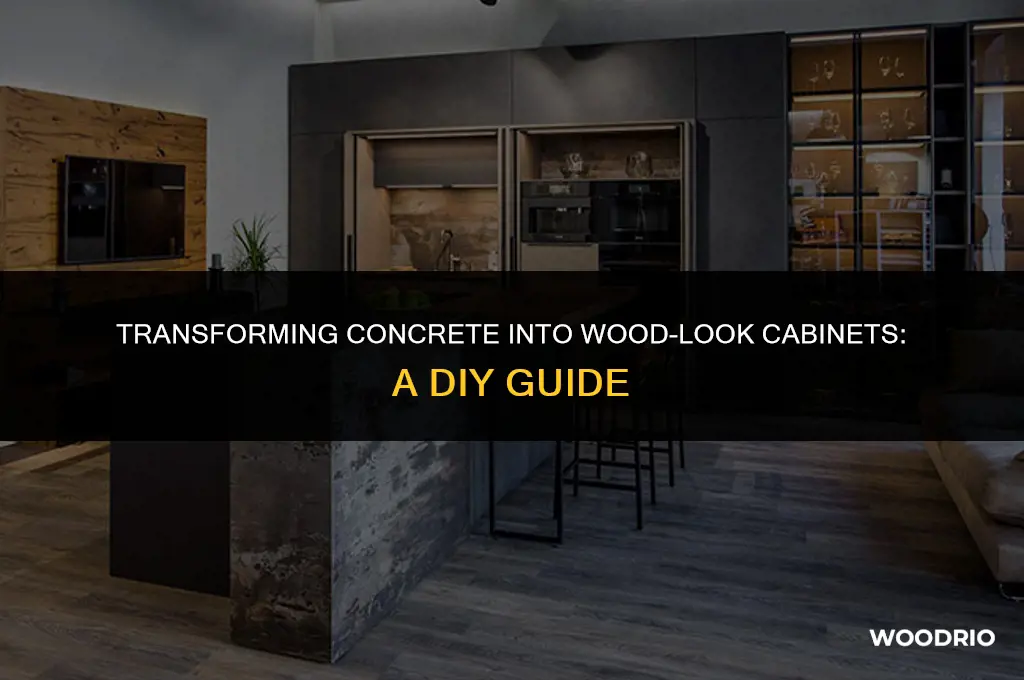 how to make concrete look like wood cabinets
