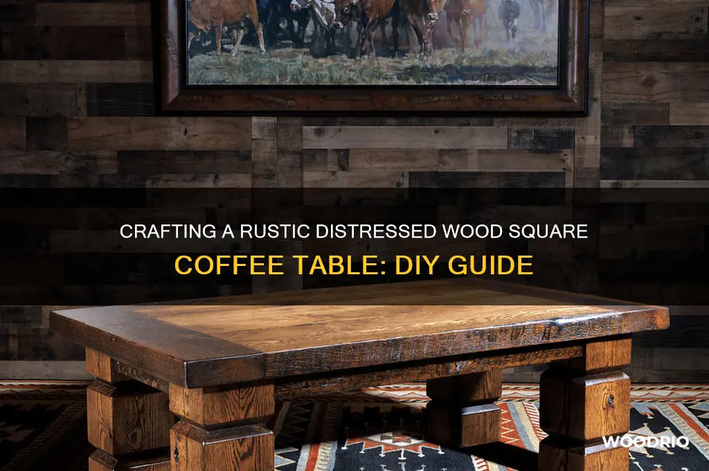 how to make distressed wood square coffee table