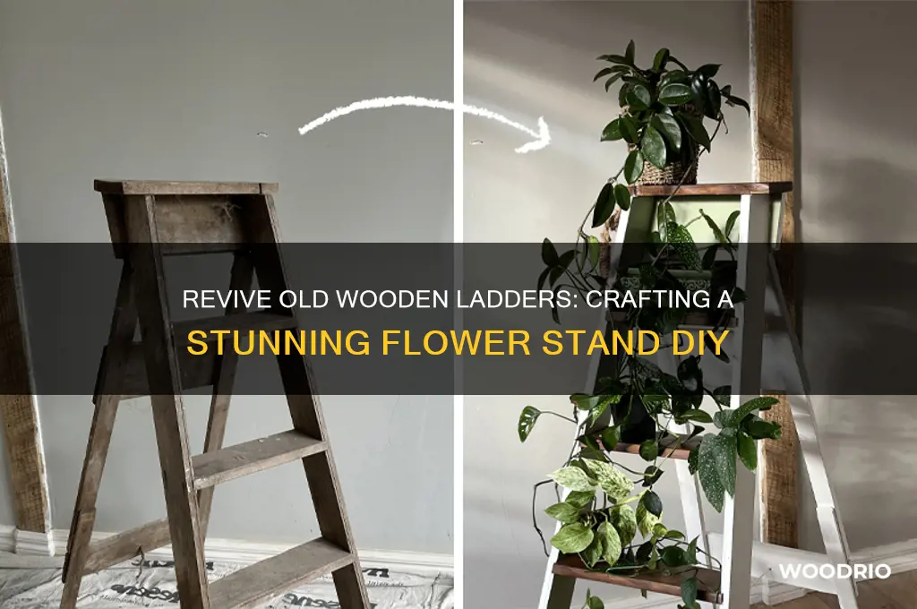 how to make flower stand out of old wooden ladders