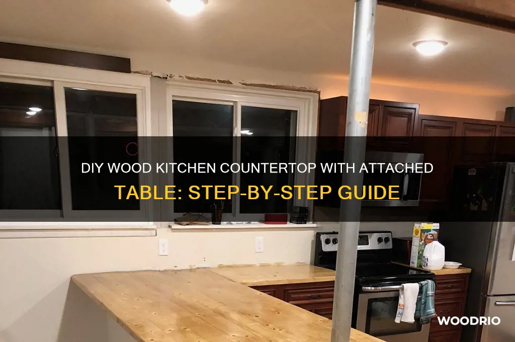 how to make kitchen countertop with wood with table attached
