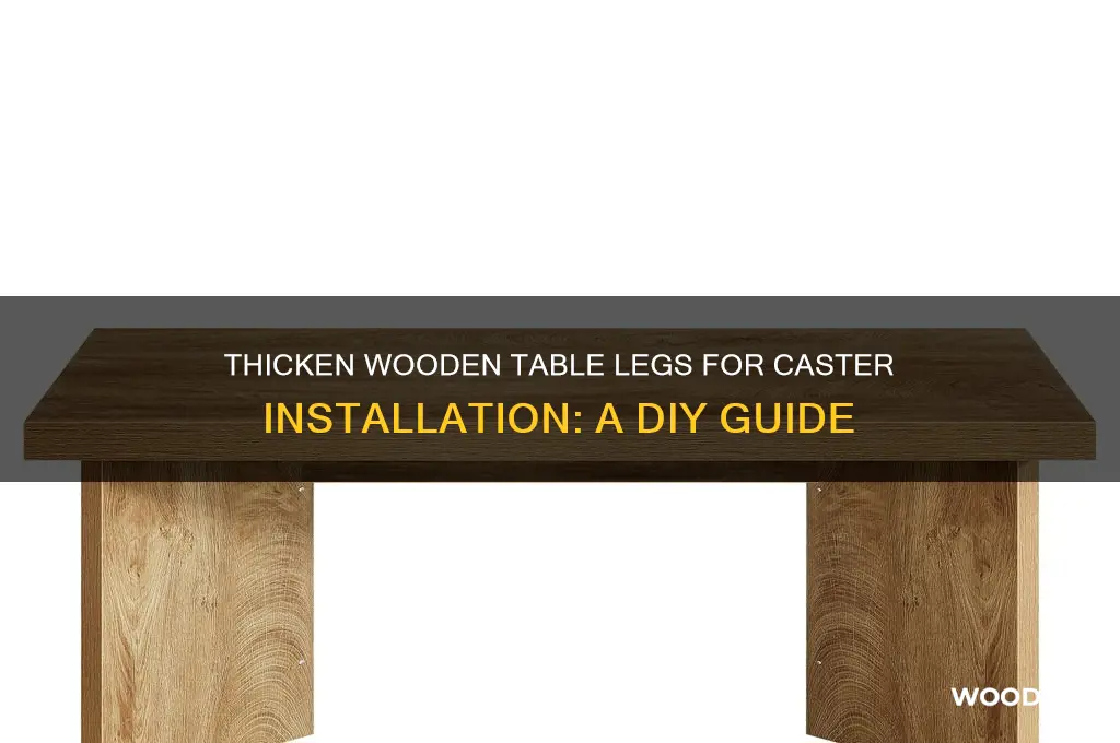 how to make wooden table legs thicker to add casters