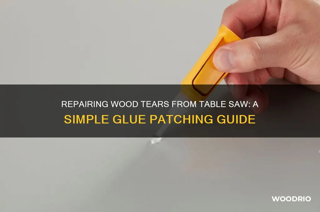 how to patch wood tearour from table saw with glue