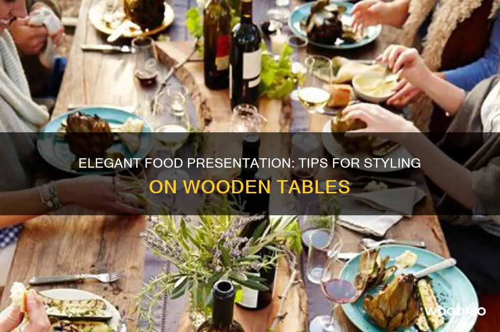 how to place food on wooden tables