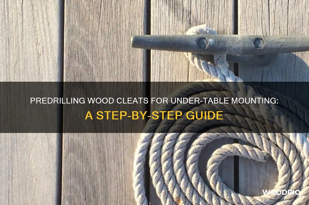how to predrill wood cleat for under table