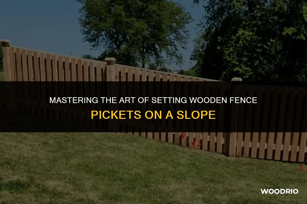 how to properly set wooden fence pickets on a slope