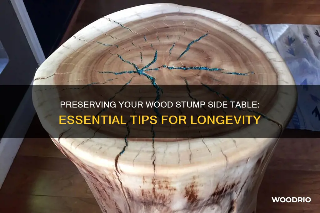 how to protect wood stump side table
