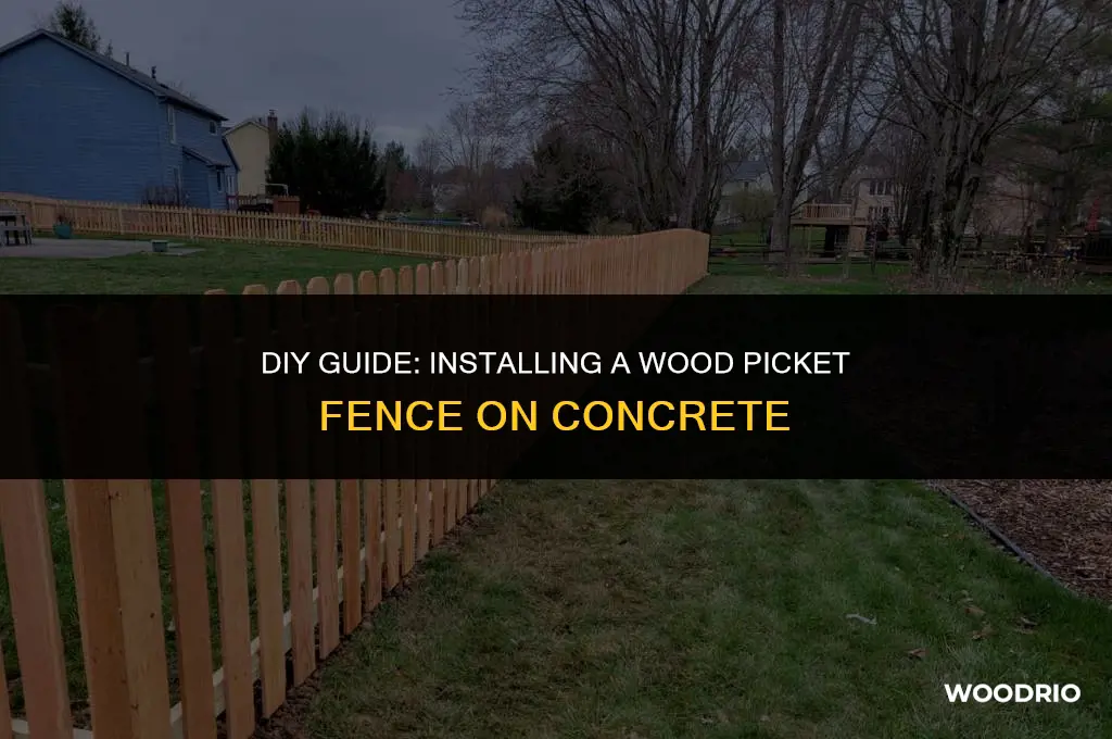 how to put a wood picket fence on cement