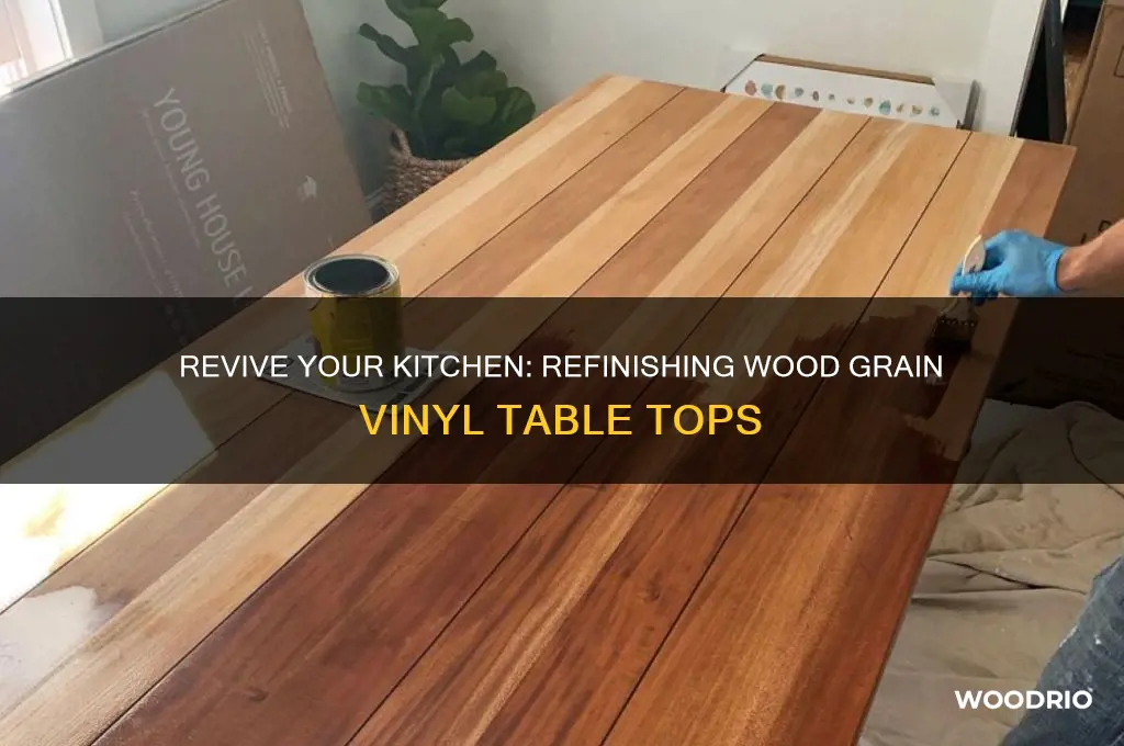 how to refinish wood grain vinyl top kitchen table