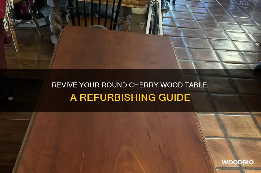 how to refurbished a round cherry wood solid table