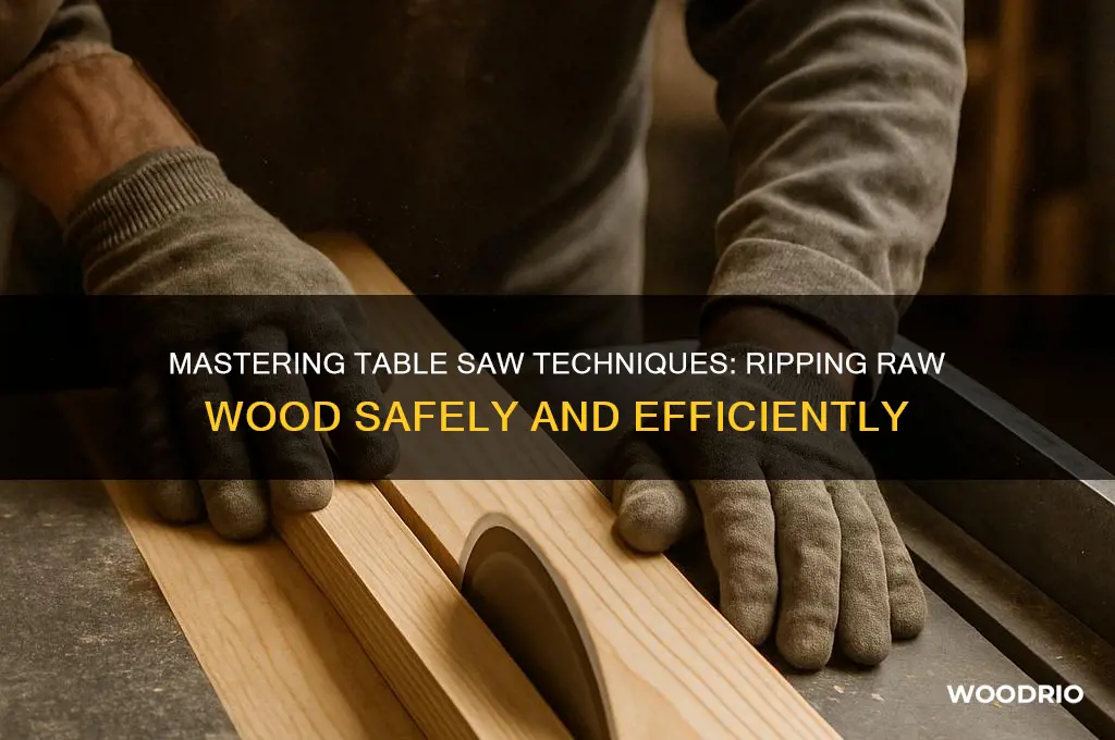 how to rip down raw wood with table saw